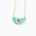 Collana dorata con turchese, occhio di malachite e dettagli celesti a raggiera - Acciaio Inossidabile + Turchese Artificiale / Stile Occhio del Diavolo Blu Lago