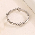 Bague ouverte élégante en perles avec papillons en acier inoxydable argenté pour femme - Style Perle Papillon (A4852)