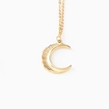 Collana a mezzaluna dorata con trama radiale in acciaio al titanio di alta qualità - Acciaio inossidabile / Stile Luna Raggiante