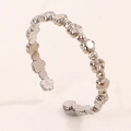 Bague réglable en argent élégante avec design délicat de maillons en fleurs à pétales - Style Étoile Pétale (A4856)