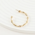 Elegant gold twisted C-shaped hoop earrings featuring a classic spiral metal texture - Screw Back