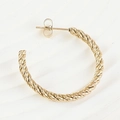 Exaggerated geometric gold twist hoop earring with textured rope design for women - Twisted Chain