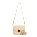 Chic off-white square crossbody bag with gold floral clasp and dual shoulder straps - Beige