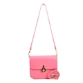 Pink minimalist crossbody bag with golden teardrop clasp and dual strap options - Pink