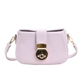 Bolso bandolera lila minimalista con elegante cierre circular de metal dorado - Púrpura taro