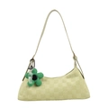 Borsa sottobraccio verde chiaro a scacchi con ciondolo a fiore e catena - Verde