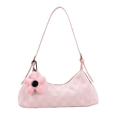 Borsa a tracolla rosa con motivo a scacchi, ciondolo floreale e design compatto - Rosa