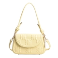 Hellgelbe Croissant-Schultertasche mit 3D-Prägung und goldenen Metalldetails für Damen - Gelb