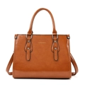 Sac à main vintage en cuir verni marron avec logo embossé et détails en métal argenté - Sac Unique / Marron