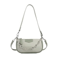 Bolso de hombro verde menta con cadena de flores plateada y correas dobles - Verde