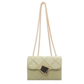 Chic mint green crossbody bag with quilted pattern and gold chain strap - Green