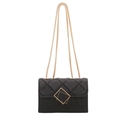 Classic black quilted shoulder bag with gold square lock and elegant chain strap - Black