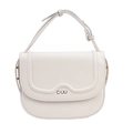 Elegante borsa a tracolla bianca con patta a onde e dettaglio logo C&W - Bianco