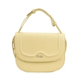 Piccola borsa a tracolla quadrata minimalista in giallo chiaro con patta ondulata - Giallo