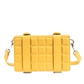 Bright yellow rectangular crossbody bag with quilted lattice texture and silver hardware - Yellow