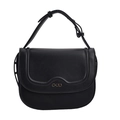 Mini borsa a tracolla nera classica con logo C&U dorato e finitura in ecopelle liscia - Nero