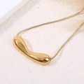 Minimalist gold snake chain necklace with irregular polished metal bar pendant - Curved Bar Pendant (A4986)