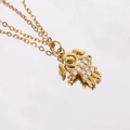 Collana placcata oro 14K con ciondolo a forma di bimba e zirconi brillanti incastonati - Zirconia Bianca