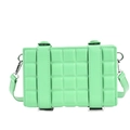 Chic green quilted crossbody bag with textured square pattern and silver buckle straps - Green