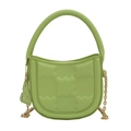 Fashionable light green quilted shoulder bag with cookie pattern and gold chain strap - Green