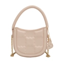 Chic beige U-shaped crossbody bag with floral texture and gold metal chain strap - Off-white