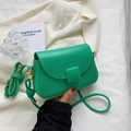 Fashionable bright green faux leather crossbody bag with square buckle and gold hardware - Green