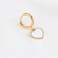 Golden heart drop earrings with white glitter inlay and minimalist hoop design - White Heart Stainless Steel Hoop / White (Single Piece)