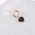 Minimalist gold heart hoop earring with black enamel and white glitter star effect - Black Heart Stainless Steel Hoop / Black (Single Piece)