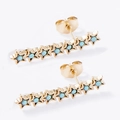 Pendientes largos de estrella chapados en oro con detalles en azul claro y diseño chic - Acero inoxidable / Estilo Estrella de Piedra Azul