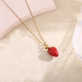 Collana con ciondolo a fragola rossa in acciaio inossidabile dorato da donna - Fragola Grande