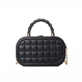 Sac boîte noir matelassé avec poignée spirale dorée et bandoulière chaîne - Noir