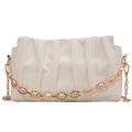 White ruched shoulder bag with chunky gold chain strap and minimalist design - Off-white
