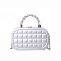 Silver quilted evening box bag with twisted metal handle and golden chain strap - Silver
