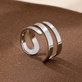 Three-layer spiral silver open ring with a minimalist polished geometric metal design - Silver