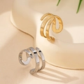 Modern triple spiral geometric open ring in polished gold and silver finishes - Gold and Silver 2-Piece Set