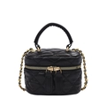 Mini sac à main matelassé noir avec bandoulière chaîne dorée et forme boîte - Noir