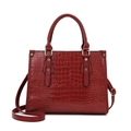 Fashionable dark red stone pattern handbag with adjustable strap for women - Single Bag / Red