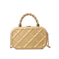 Elegante goldene Stepptasche mit luxuriösem gedrehtem Griff und metallischer Kette - Gelb