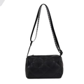 Classic black quilted crossbody bag in textured PU leather with adjustable shoulder strap - Black