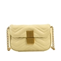Borsa a tracolla giallo crema chic con trapuntatura chevron e catena oro - Giallo