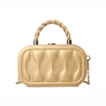 Elegant gold box evening bag with wavy textured hardshell and chain strap - Gold