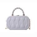 Minimalist light gray box bag with embossed texture and gold chain strap in a modern style - Gray