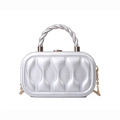 Silver mini box bag with 3D wave pattern, metallic texture and chain strap - Silver
