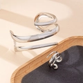 Bracciale a spirale in argento minimalista e set di anelli abbinati con finitura lucida - Set da 2 Pezzi Placcato in Platino