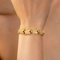 Minimalistisches, strukturiertes geometrisches Gliederarmband mit Goldperlenprägung - Goldgelb