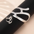 Moderne onregelmatige holle zilveren armband en ring set op displaystandaard - Armband + Ring / Zilveren 2-Delige Set