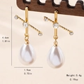 Eleganti orecchini di perle a goccia dorate con zirconi e design stile francese - Stile a Goccia d'Acqua con Perla Sintetica