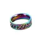 Anello in acciaio inossidabile arcobaleno con catena rotante in stile punk urbano - US 6 / Colorato