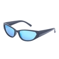 Y2K sporty cat-eye polarized sunglasses with bold black frame and blue mirrored lenses - Matte Black Polarized Ice Blue Mercury