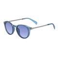 Occhiali da sole rotondi vintage con montatura blu opaca e lenti viola scuro - C5 Blu Trasparente Opaco